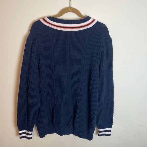 Club Room Navy Blue V Neck Cable Knit Sweater Size XXL - Picture 7 of 9